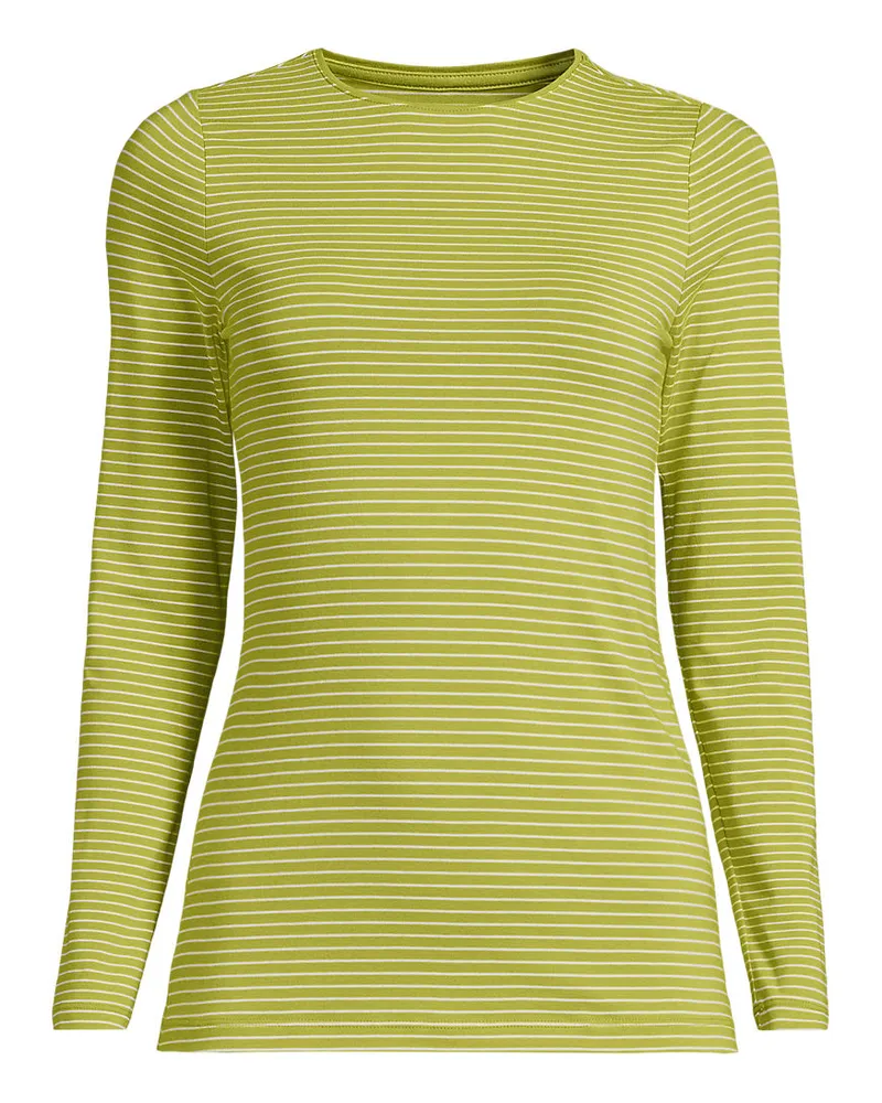 Lands' End Shirt aus Baumwolle/Modal-Mix mit Rundausschnitt, Damen, Größe plus, Grün, Elasthan/Baumwolle Modal, by Grün