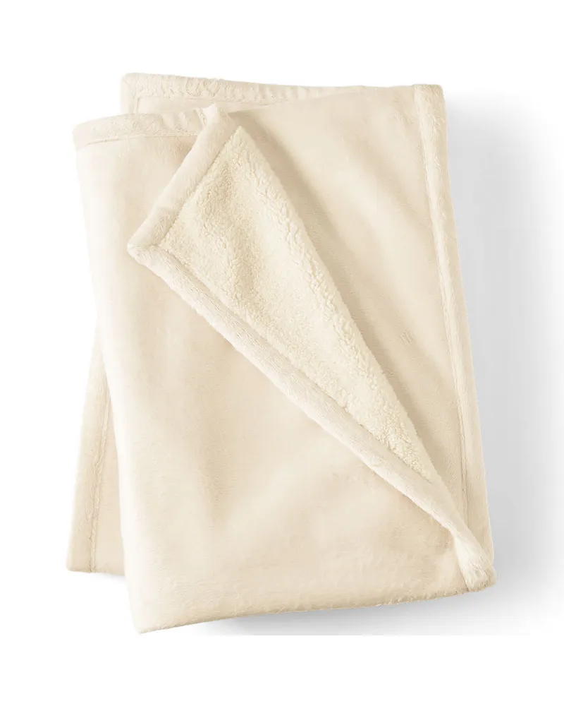 Lands' End GefÃ¼tterte PlÃ¼schfleece-Decke, Damen, GrÃ¶ÃŸe:null regular, WeiÃŸ, Polyester, by Weiãÿ
