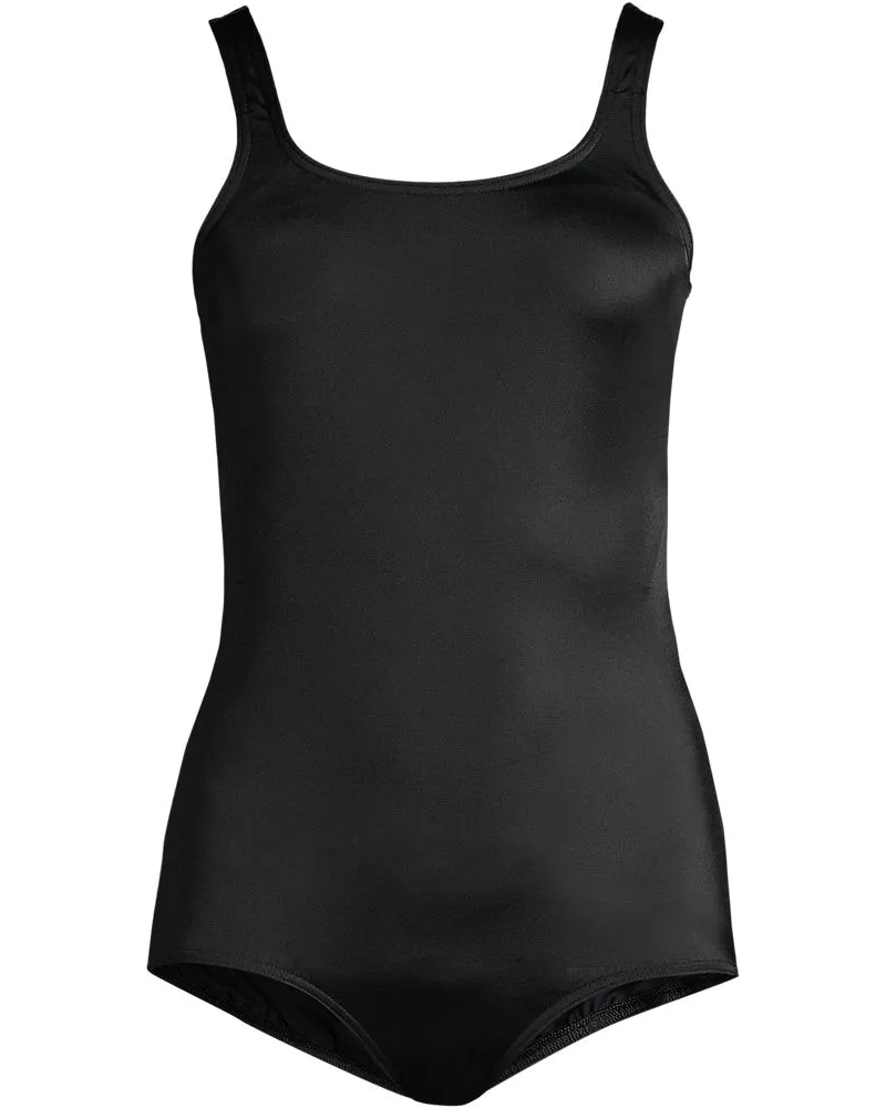 Lands' End Komfort-Badeanzug CHLORRESISTENT mit Soft Cups, Damen, Größe plus, Schwarz, Nylon-Mischung, by Schwarz
