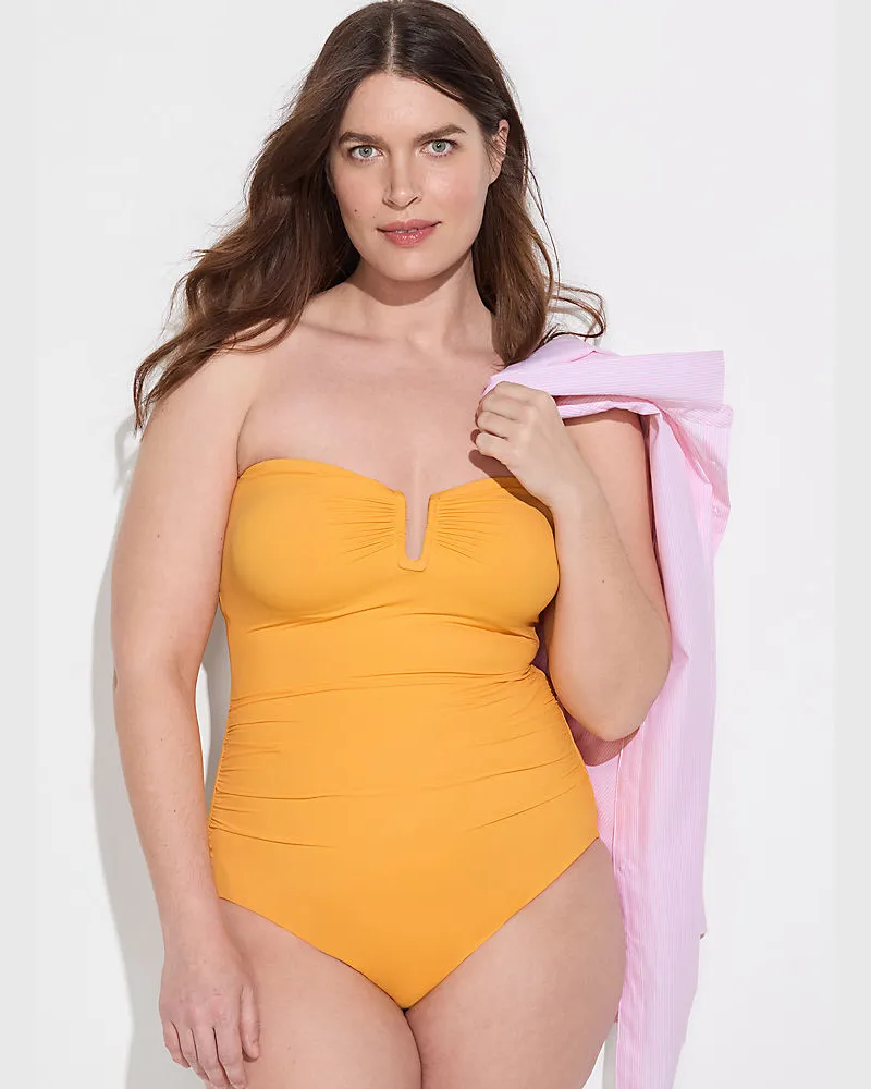 Lands' End Bandeau-Badeanzug Slender, Damen, Größe plus, Orange, by Orange