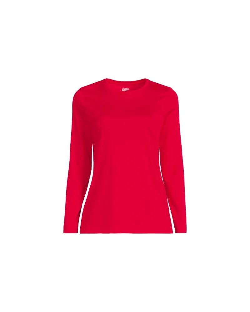 Lands' End Supima-Shirt, Langarm, Damen, Größe plus, Pink, Baumwolle, by Pink