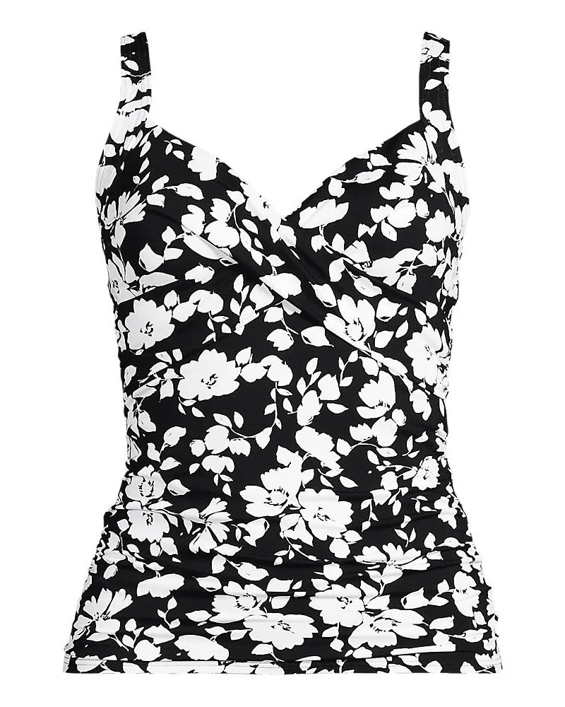 Lands' End Tankinitop CHLORRESISTENT mit V-Ausschnitt, Damen, Größe plus, Schwarz, Nylon-Mischung, by Schwarz