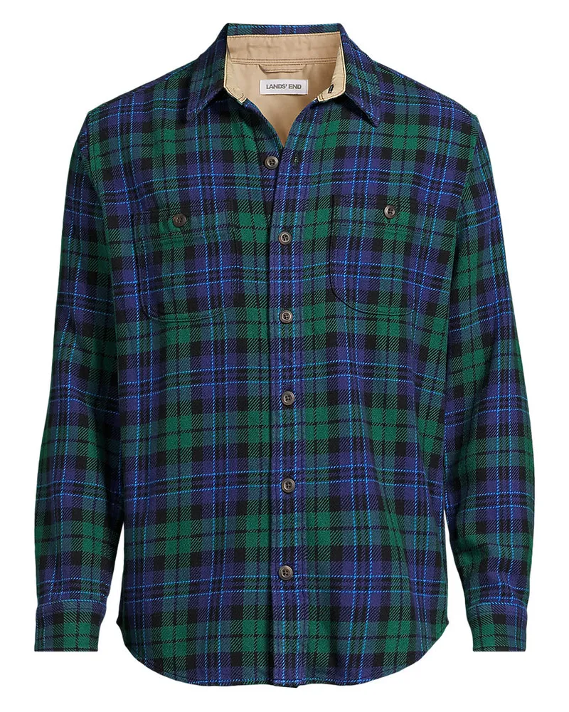 Lands' End Winter-Flanellhemd, Herren, Größe regular, Blau, Baumwolle, by Blau