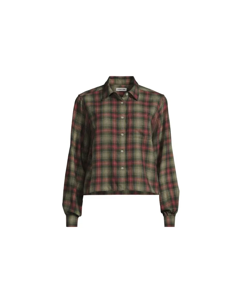 Lands' End Verkürzte Flanellbluse, Damen, Größe:44-46 regular, Grün, Baumwolle, by Grün