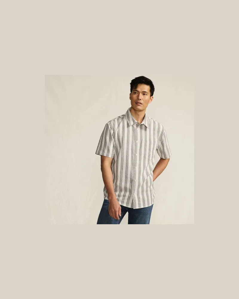 Lands' End Baumwoll/Leinenhemd mit kurzen Ärmeln, Herren, Größe:60 regular, Weiß, by Weiß