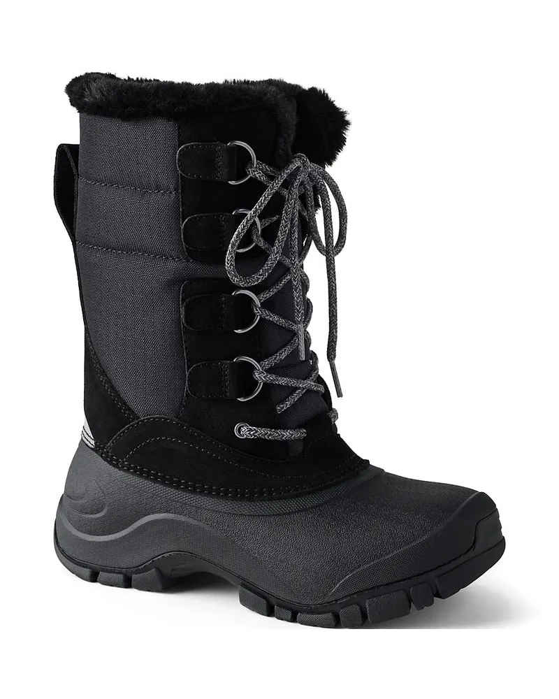 Lands' End Schneestiefel EXPEDITION, Damen, Größe regular, Schwarz, Nylon/Leder/Gummi, by Schwarz