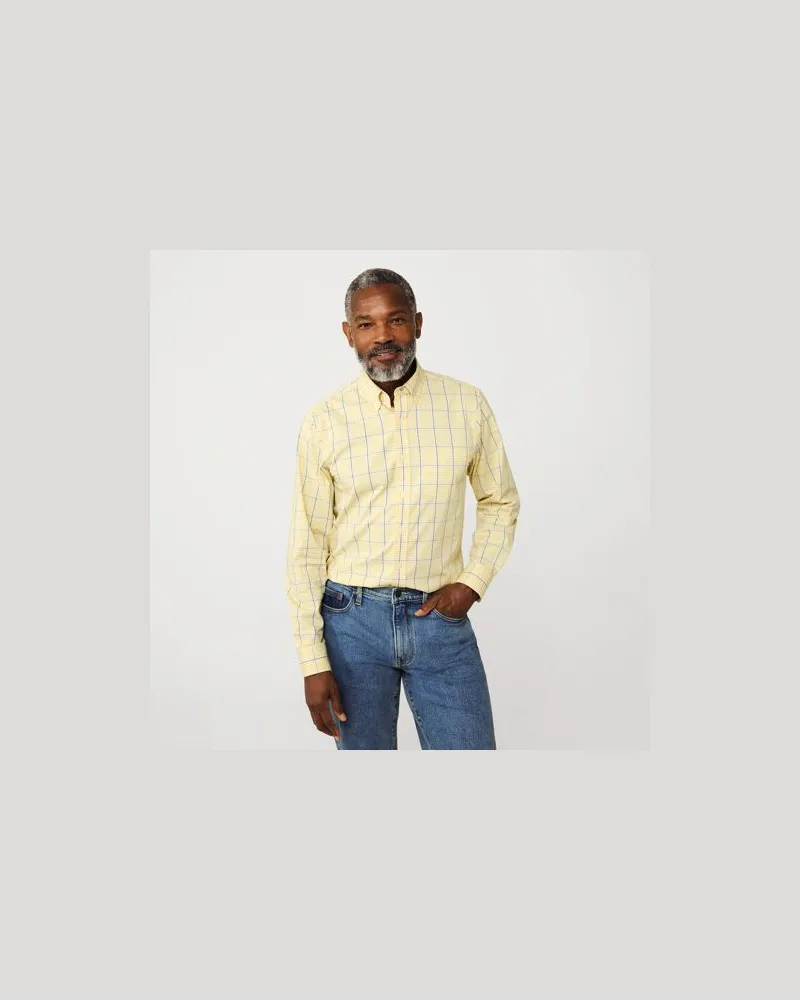 Lands' End Ultimativ-Hemd, Classic Fit, Herren, Größe regular, Gelb, Elasthan/Baumwoll-Mischung/Polyester-Mischung, by Gelb