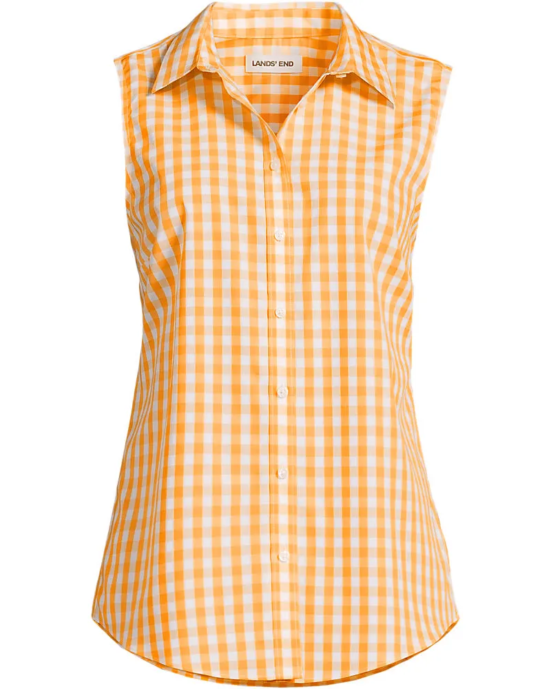Lands' End Bügelleichte ärmellose Hemdbluse, Damen, Größe regular, Orange, Baumwolle, by Orange