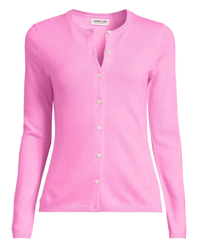 Lands' End Kaschmir-Cardigan mit rundem Ausschnitt, Damen, Größe plus, Pink, Kaschmir, by Pink