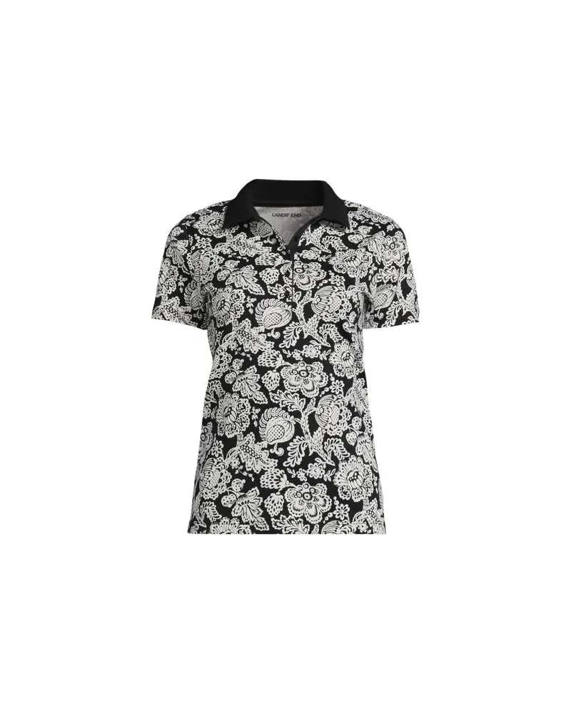 Lands' End Supima-Poloshirt, Damen, Größe regular, Schwarz, Baumwolle, by Schwarz