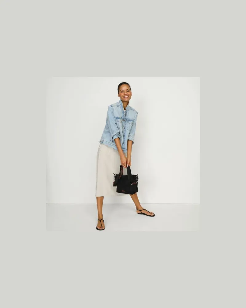 Lands' End Twill-Midirock, Damen, Größe regular, Beige, Polyester/Viskose, by Beige