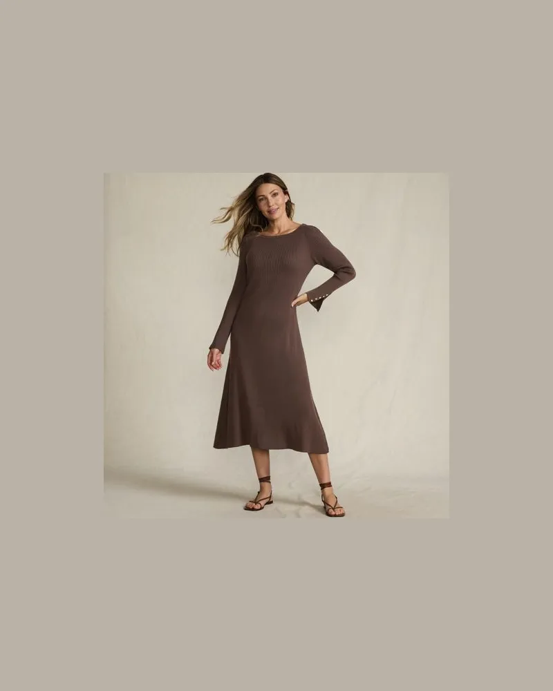 Lands' End Strickkleid Silk Touch, Damen, Größe:40-42 regular, Braun, Polyester/Nylon/Viskose, by Braun