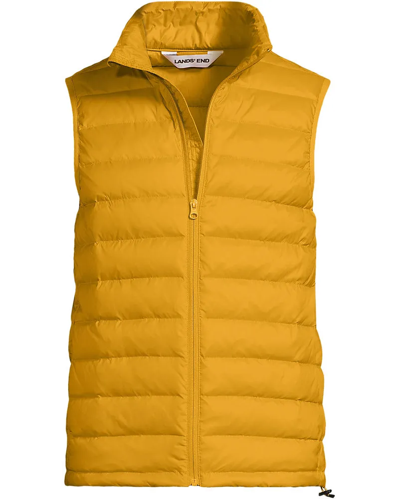 Lands' End Ultraleichte verstaubare Wanderweight-Daunenweste, Herren, Größe regular, Gelb, Polyester/Nylon/Daunen, by Gelb