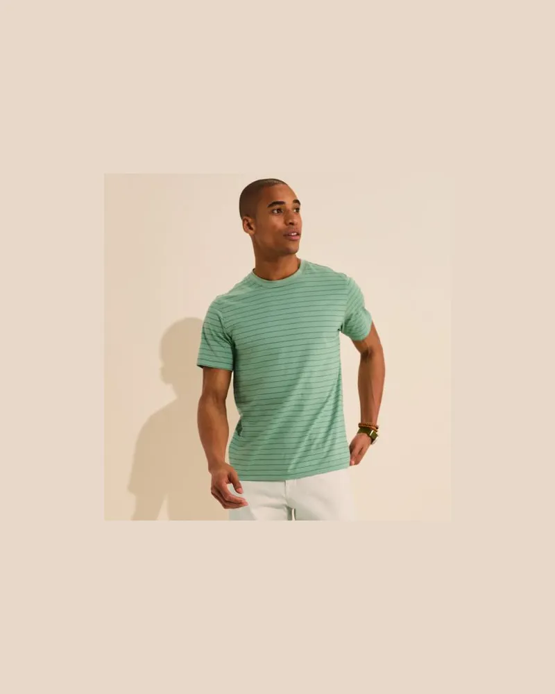 Lands' End Supima Kurzarm-Shirt mit Rundhalsausschnitt, Herren, Größe:60 regular, Grün, Baumwolle, by Grün