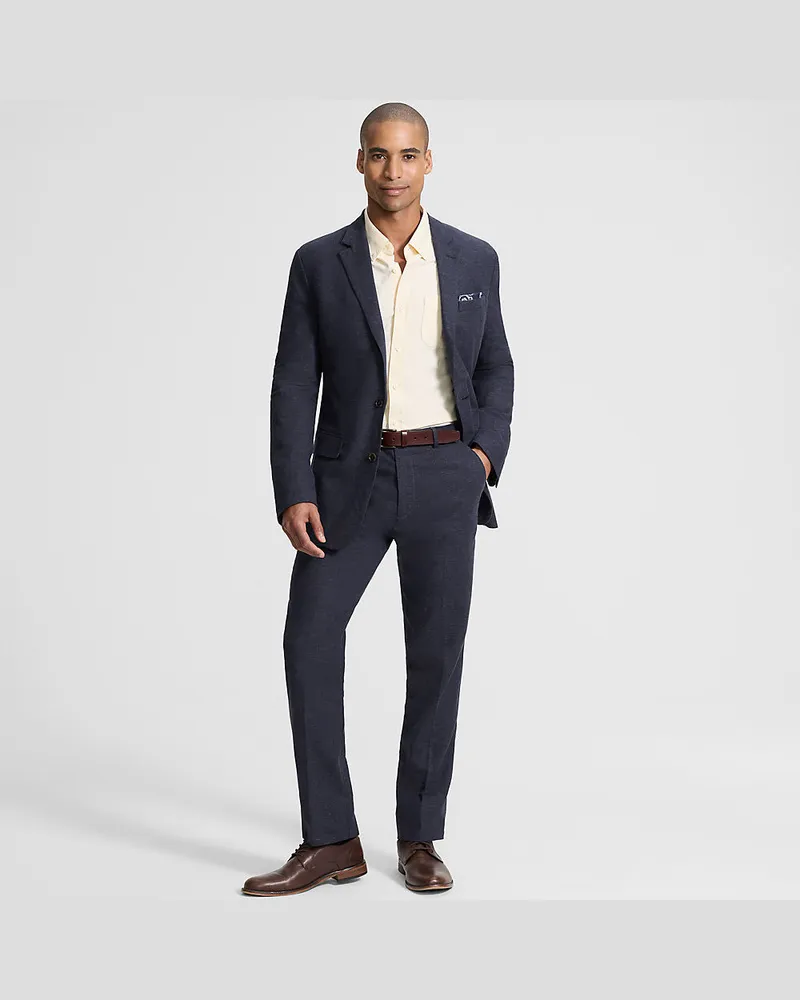 Lands' End Classic Fit Business-Hose aus Leinenmix, Herren, Größe regular, Blau, Leinen/Baumwoll-Mischung/Viskose-Mischung, by Blau