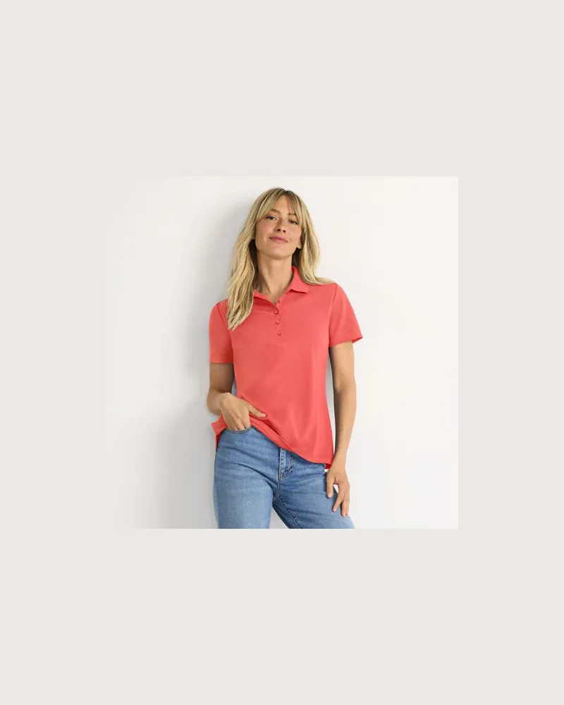 Lands' End Supima® Polo-Shirt, Damen, Größe petite, Orange, Baumwolle, by Orange