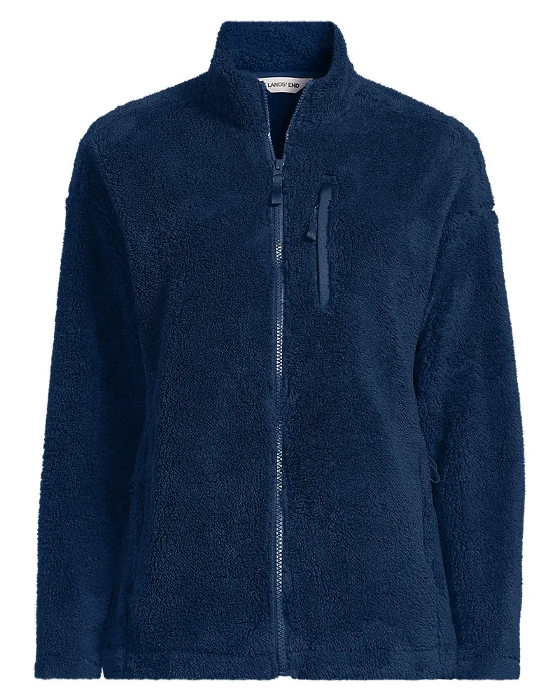 Lands' End Plüschfleece-Jacke, Damen, Größe petite, Blau, Polyester, by Blau