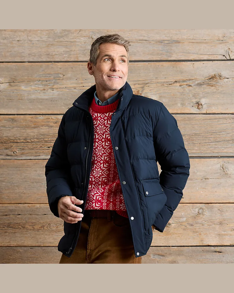 Lands' End Wasserabweisende Daunenjacke, Herren, Größe regular, Blau, Polyester/Daunen, by Blau