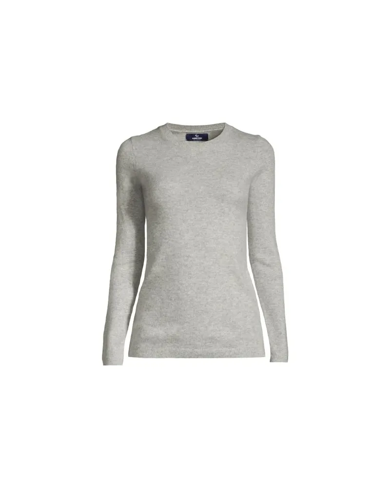 Lands' End Kaschmir-Pullover mit rundem Ausschnitt, Damen, Größe:40-42 petite, Grau, Kaschmir, by Grau