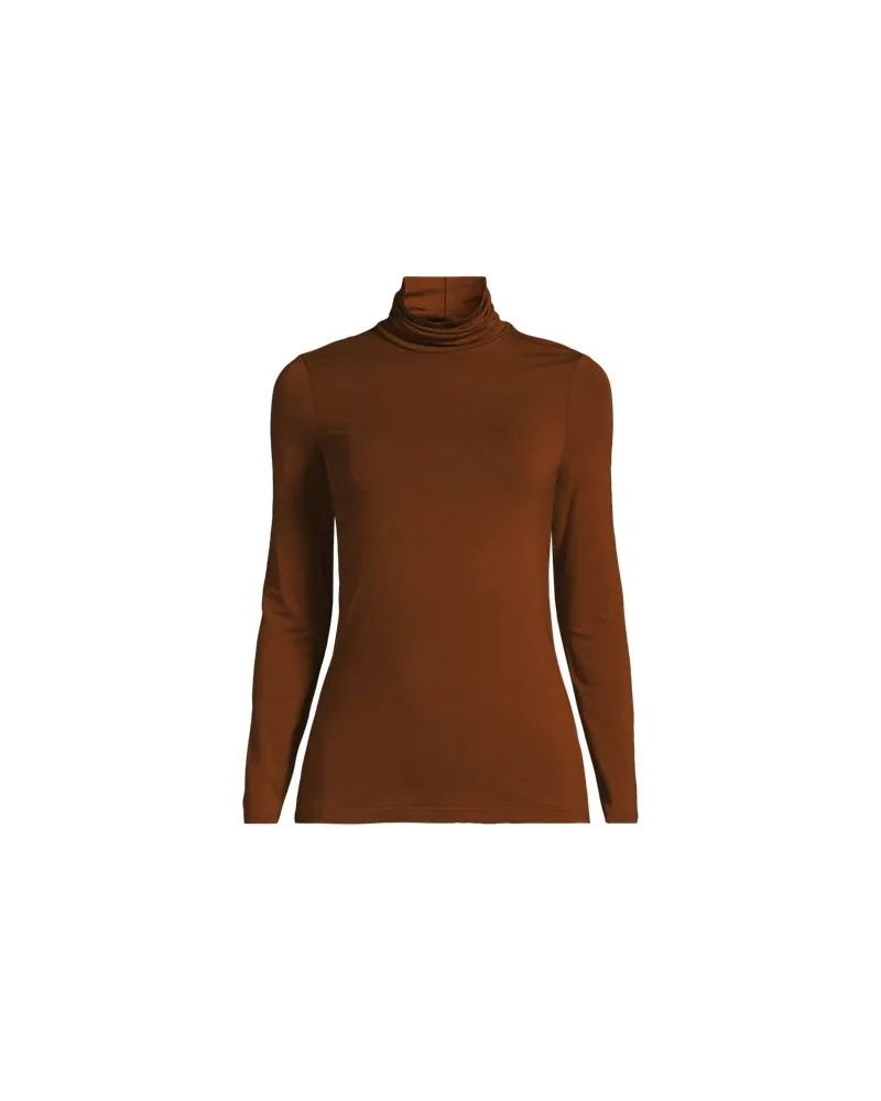 Lands' End Rollkragenshirt aus Baumwoll/Modalmix, Damen, Größe plus, Braun, Baumwolle/Elasthan/Baumwolle Modal, by Braun