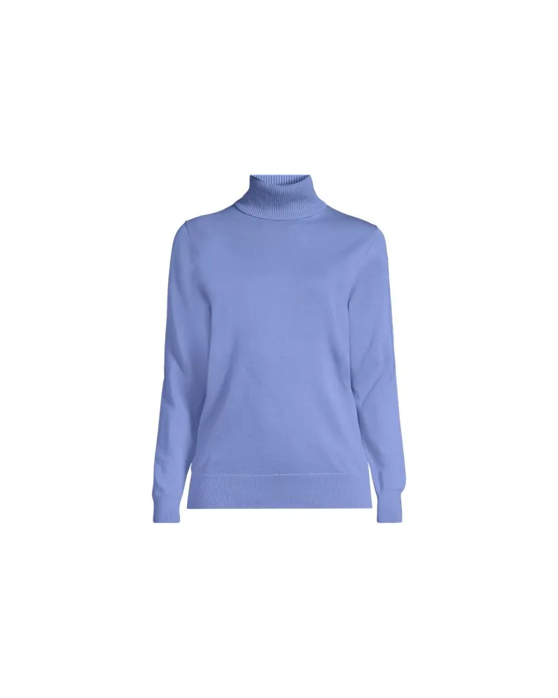 Lands' End Feinstrick-Rollkragenpullover aus Baumwolle, Damen, Größe regular, Blau, Baumwolle, by Blau
