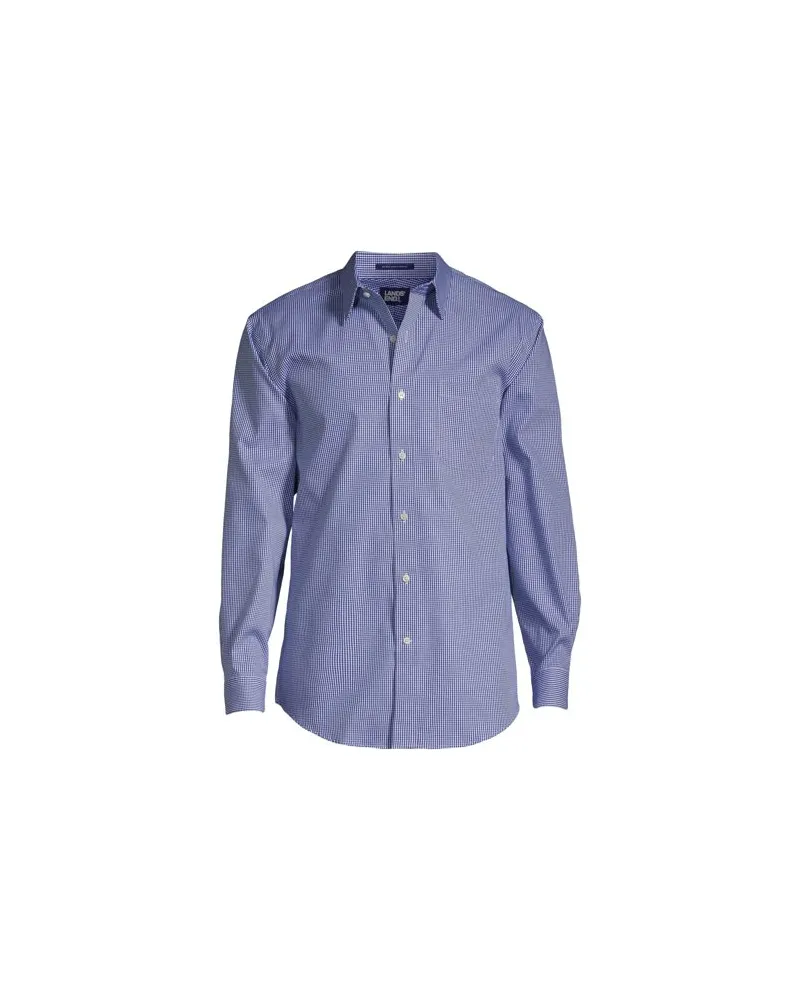 Lands' End CLASSIC FIT Gemustertes, bügelleichtes Pinpointhemd, Herren, Größe regular, Blau, Baumwolle, by Blau