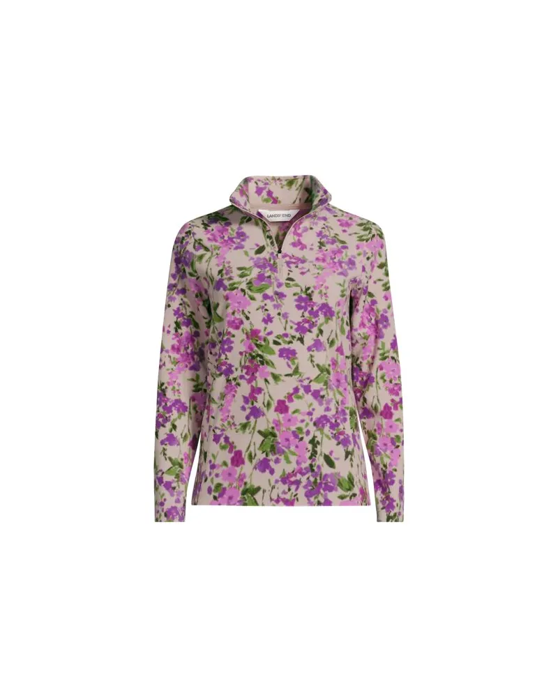 Lands' End Gemusterter Fleece-Pullover mit Reißverschluss, Damen, Größe:44-46 regular, Pink, Polyester, by Pink