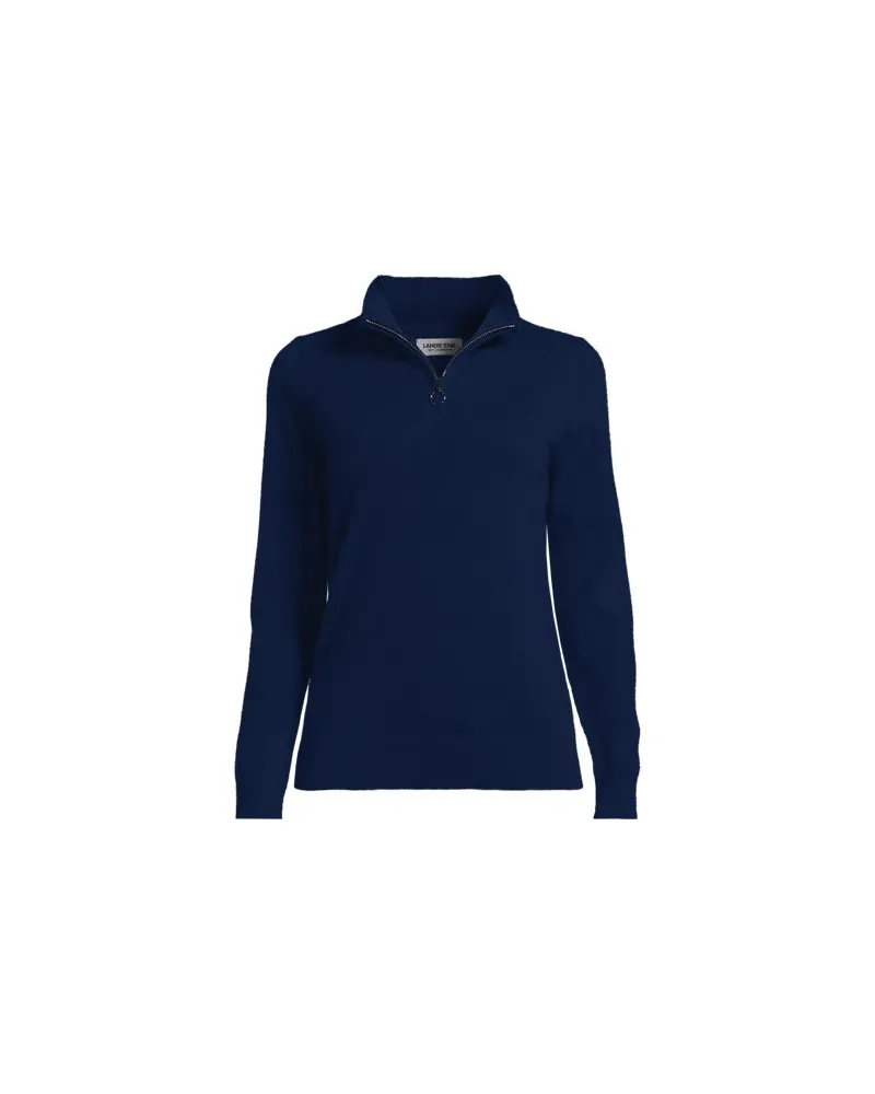 Lands' End Kaschmir-Pullover mit Reißverschluss, Damen, Größe:40-42 petite, Blau, by Blau