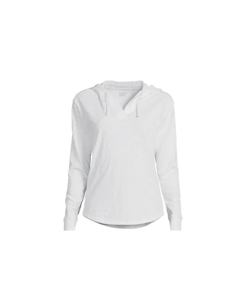 Lands' End Flammgarn-Kapuzenshirt, Damen, Größe plus, Weiß, Baumwolle, by Weiß