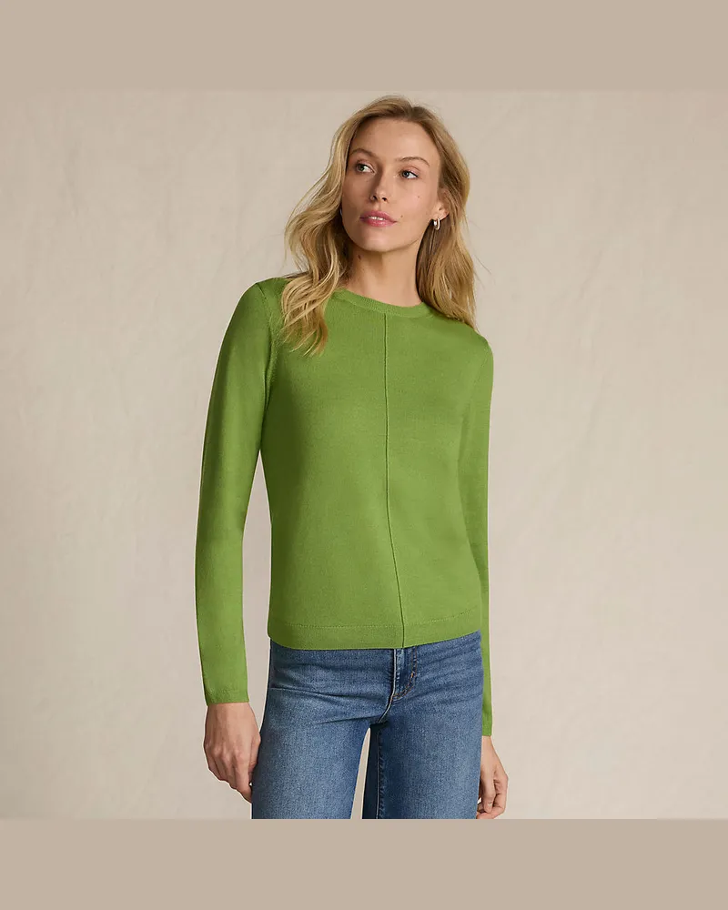 Lands' End Merino-Pullover, Damen, Größe regular, Grün, Wolle, by Grün