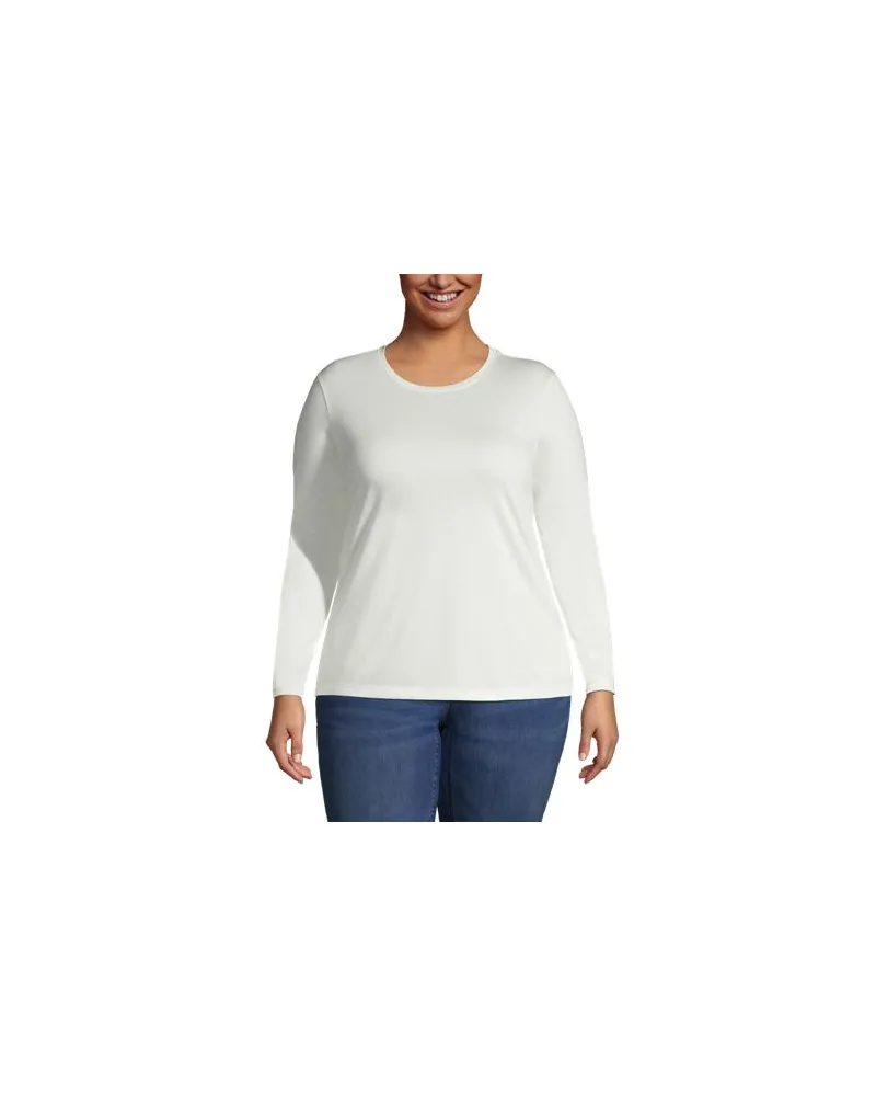 Lands' End Supima-Shirt, Langarm, Damen, Größe plus, Weiß, Baumwolle, by Weiß