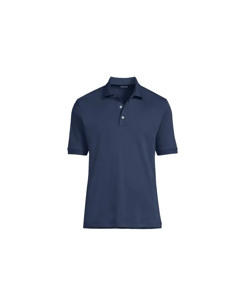 Lands' End Supima Kurzarm-Polo, Classic Fit, Herren, Größe:48-50 regular, Blau, Baumwolle, by Blau