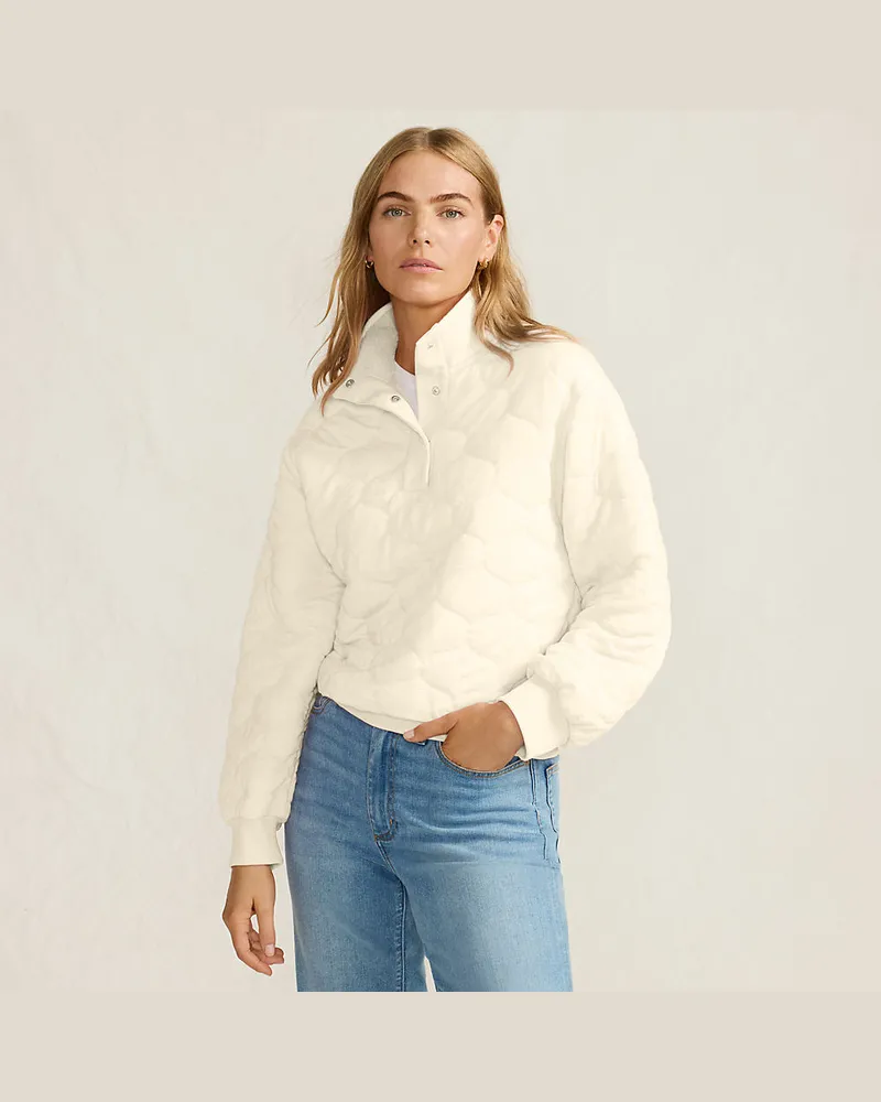 Lands' End Sweatshirt mit Steppung, Damen, Größe petite, Weiß, Polyester/Viskose, by Weiß