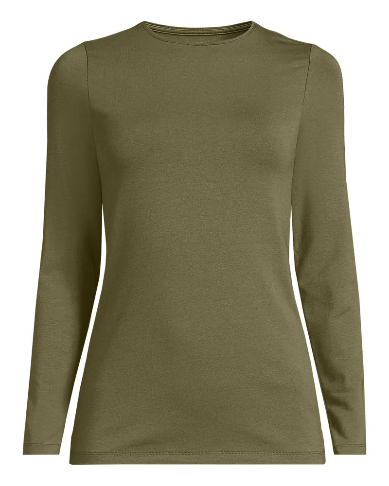 Lands' End Shirt aus Baumwolle/Modal-Mix mit Rundausschnitt, Damen, Größe petite, Grün, Baumwolle Modal, by Grün