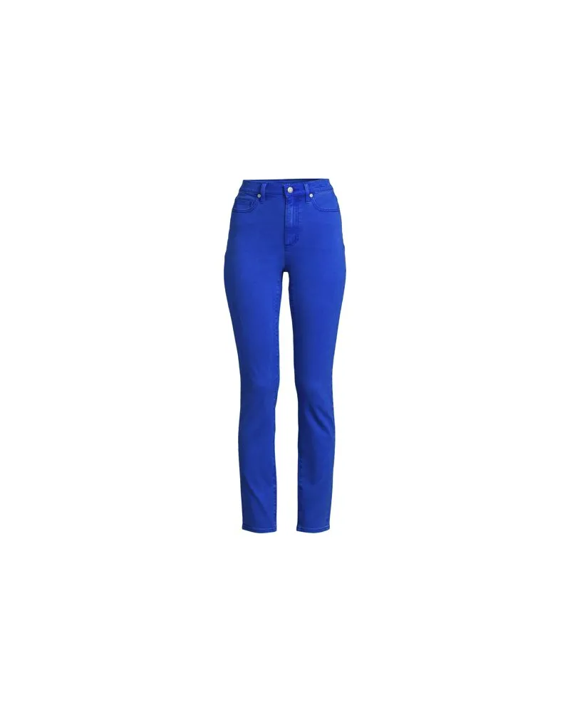 Lands' End Slim Fit Öko Jeans High Waist, Damen, Größe plus, Blau, Elasthan/Baumwoll-Mischung/Polyester-Mischung, by Blau