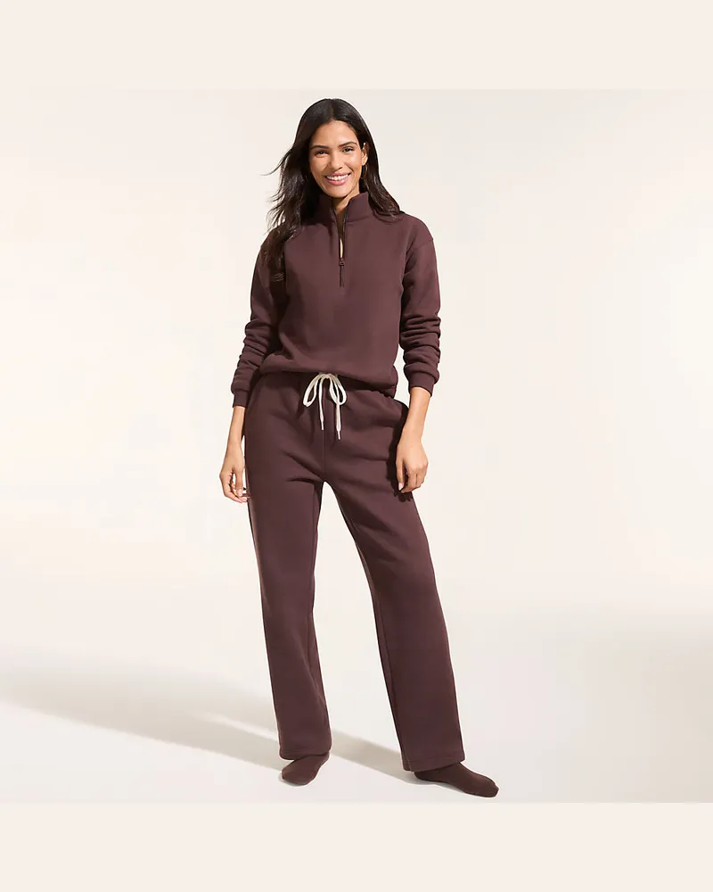 Lands' End Jogginghose mit geradem Bein SERIOUS SWEATS, Damen, Größe regular, Braun, Baumwoll-Mischung/Polyester-Mischung, by Braun