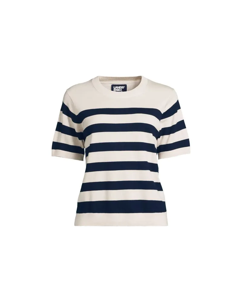 Lands' End Merinopullover mit kurzen Ärmeln, Damen, Größe:40-42 regular, Blau, Wolle, by Blau