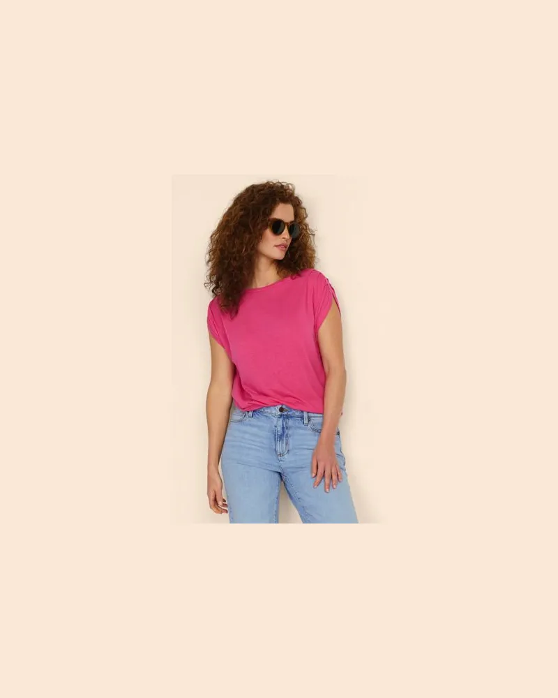 Lands' End Shirt aus Leinenmix mit U-Boot-Ausschnitt, Damen, Größe:32-34 regular, Pink, Leinen/Viskose, by Pink