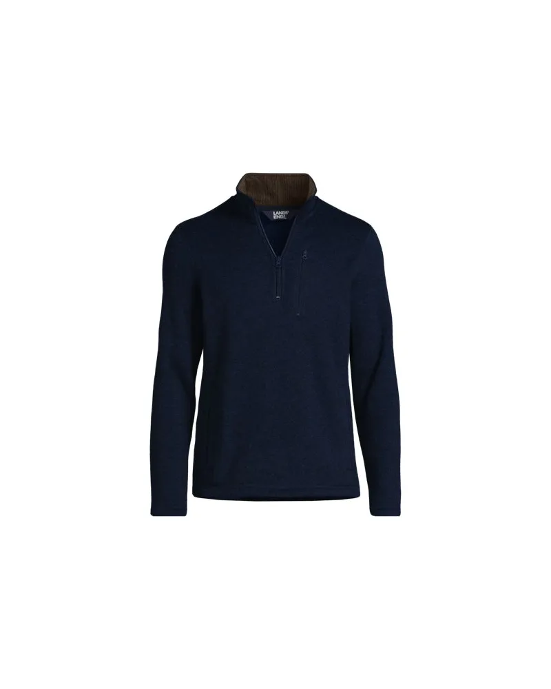 Lands' End Fleecepullover in Troyerform, Herren, Größe:56-58 regular, Blau, Polyester, by Blau