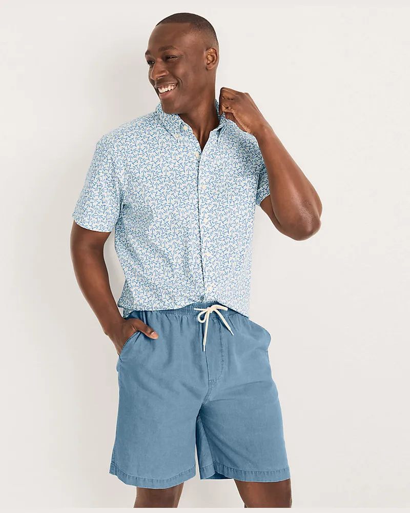 Lands' End Leichte Schlupfshorts, Herren, Größe regular, Blau, Baumwolle, by Blau