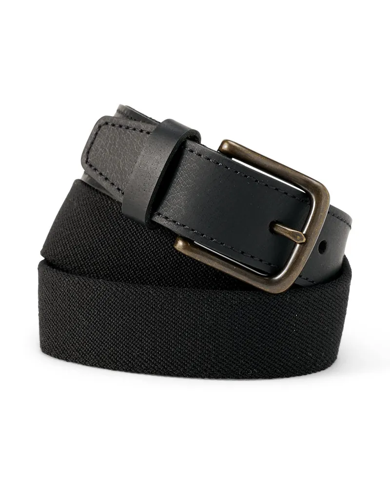Lands' End Stretch-Gürtel, Herren, Größe regular, Schwarz, Gummi/Polyester-Mischung, by Schwarz