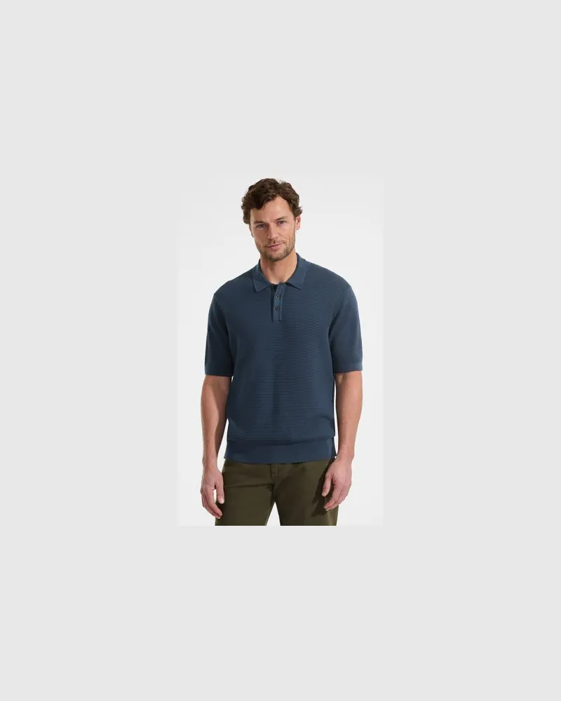 Lands' End Feinstrick-Poloshirt aus Baumwolle, Herren, Größe:60 regular, Blau, Baumwolle, by Blau