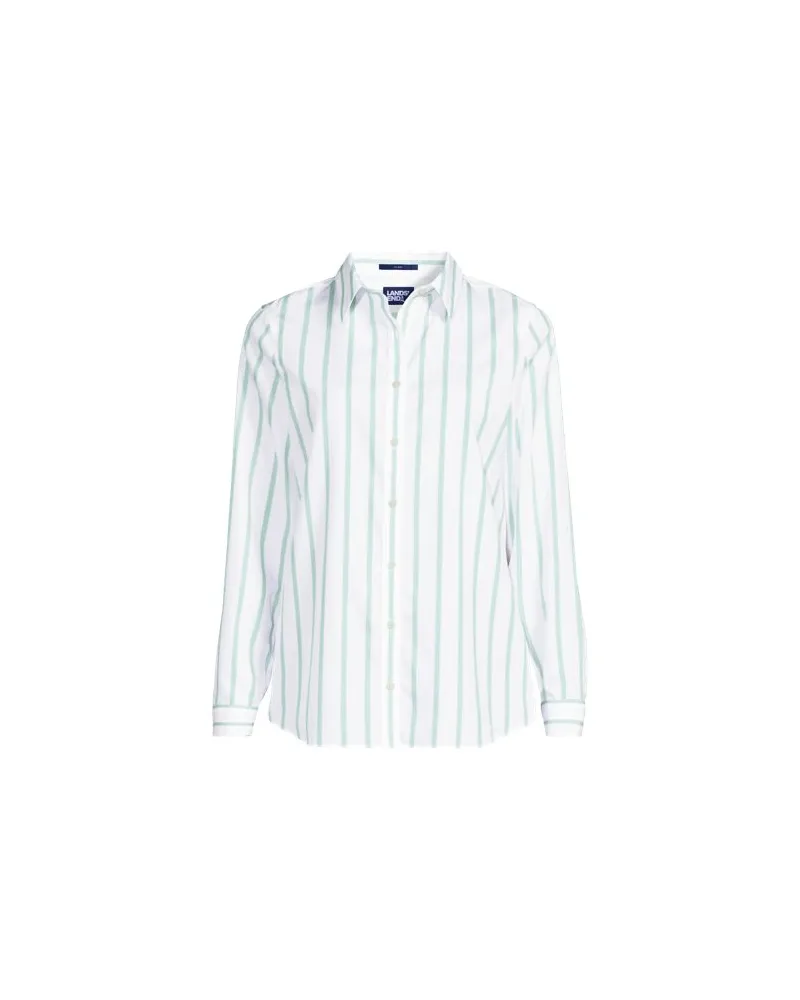 Lands' End Bügelfreie Baumwoll-Bluse, Damen, Größe plus, Weiß, Baumwolle, by Weiß