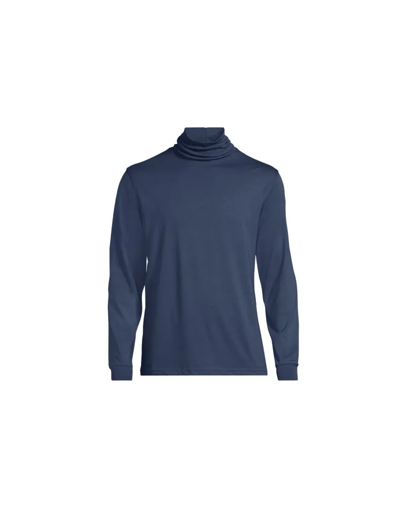 Lands' End Super-T Rollkragenshirt, Classic Fit, Herren, Größe:52-54 regular, Blau, Baumwolle, by Blau