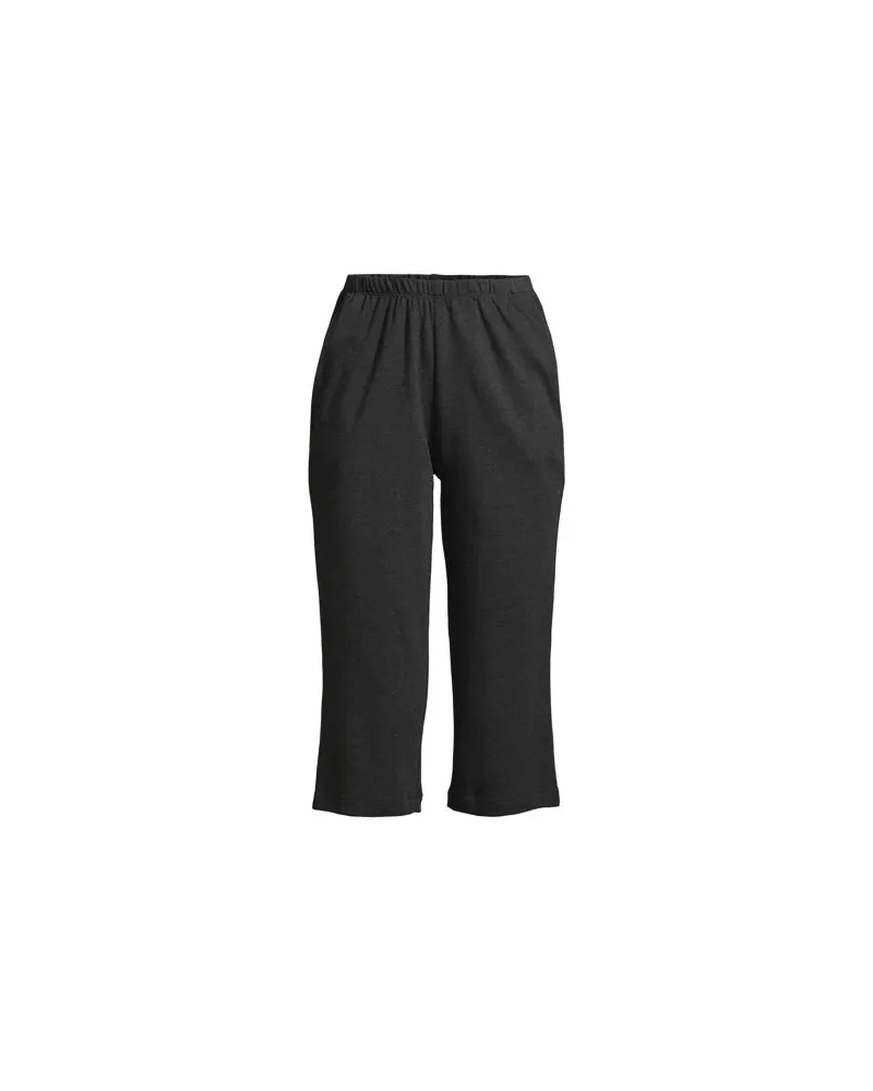Lands' End Interlock-Caprihose mit Dehnbund, Damen, Größe:44-46 regular, Schwarz, Baumwolle, by Schwarz