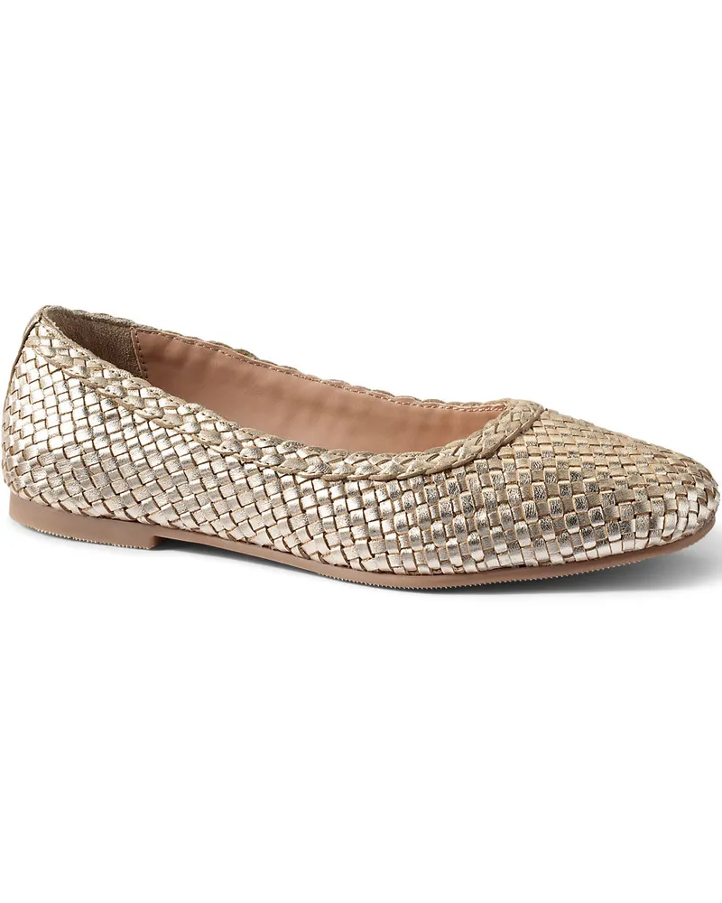 Lands' End Geflochtene Ballerinas, Damen, Größe regular, Gelb, Leder, by Gelb
