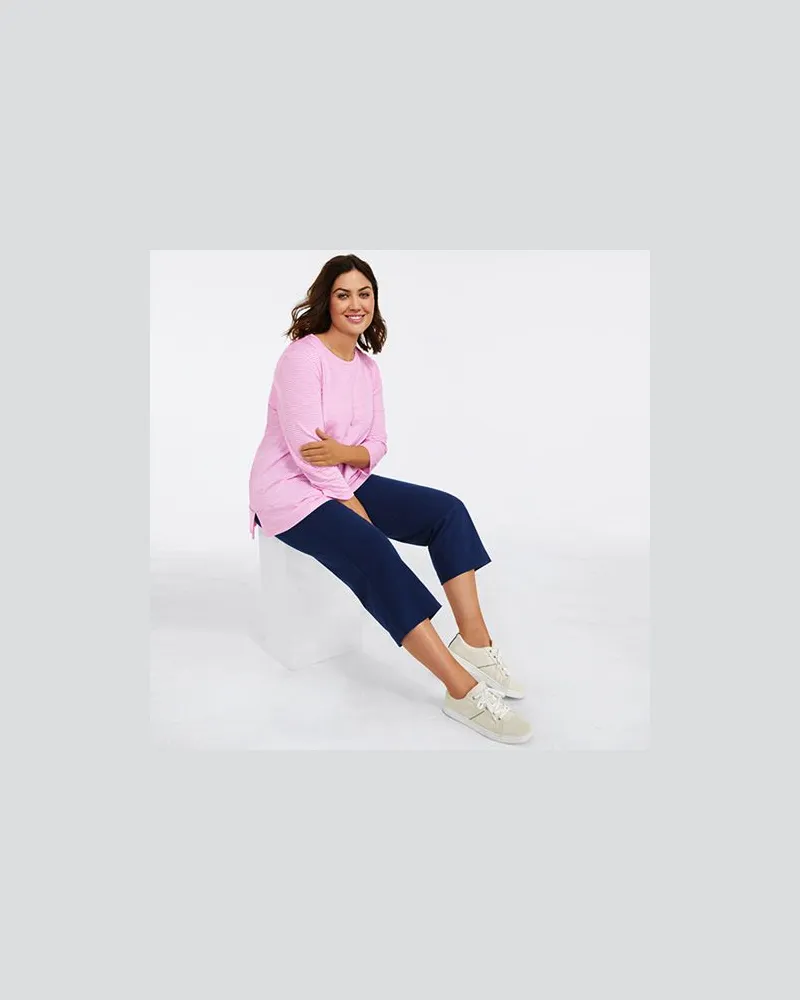 Lands' End Stretch-Freizeithose in 3/4-Länge, Damen, Größe plus, Blau, Baumwoll-Mischung, by Blau