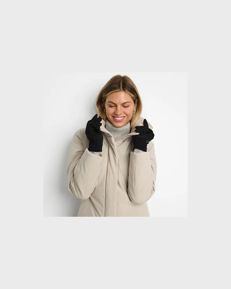 Lands' End Wasserabweisende Stretch-Handschuhe, Damen, Größe regular, Schwarz, Elasthan/Polyester-Mischung, by Schwarz