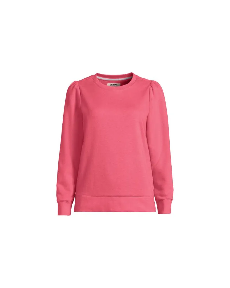 Lands' End Sweatshirt SERIOUS SWEATS mit Puffärmeln, Damen, Größe plus, Pink, Baumwoll-Mischung/Polyester-Mischung, by Pink