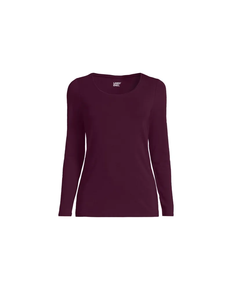 Lands' End Baumwolle/Modal-Shirt mit Ballett-Ausschnitt, Damen, Größe:40-42 regular, Lila, Baumwolle Modal, by Lila